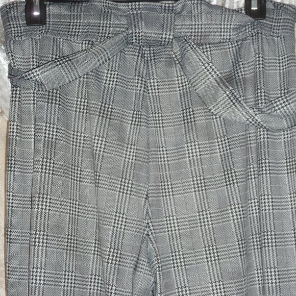 KANCY KOLE High Waist Paper Bag w/Pockets &Tie, Stretch Cropped Trousers  Sz 2XL - Picture 2 of 13